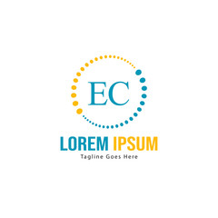Initial EC logo template with modern frame. Minimalist EC letter logo vector illustration