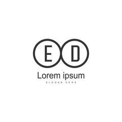Initial ED logo template with modern frame. Minimalist ED letter logo vector illustration