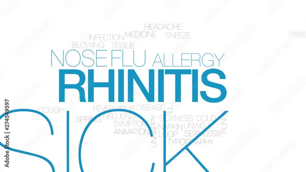 Sticker rhinitis animated word cloud, text design animation. kinetic typography.