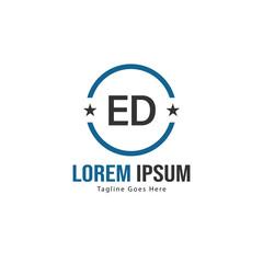 Fototapeta premium Initial ED logo template with modern frame. Minimalist ED letter logo vector illustration