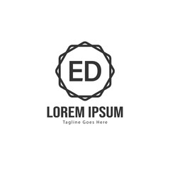Initial ED logo template with modern frame. Minimalist ED letter logo vector illustration