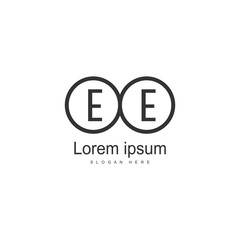Initial EE logo template with modern frame. Minimalist EE letter logo vector illustration