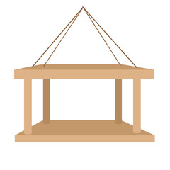 Wooden bird feeder on a white background. Vector illustration.