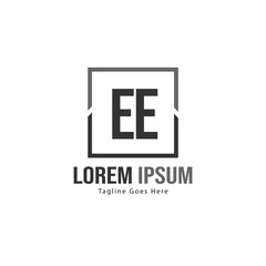 Fototapeta premium Initial EE logo template with modern frame. Minimalist EE letter logo vector illustration