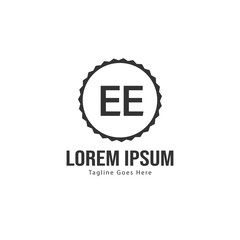 Initial EE logo template with modern frame. Minimalist EE letter logo vector illustration