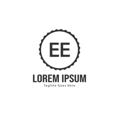 Initial EE logo template with modern frame. Minimalist EE letter logo vector illustration