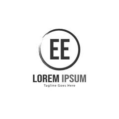 Initial EE logo template with modern frame. Minimalist EE letter logo vector illustration