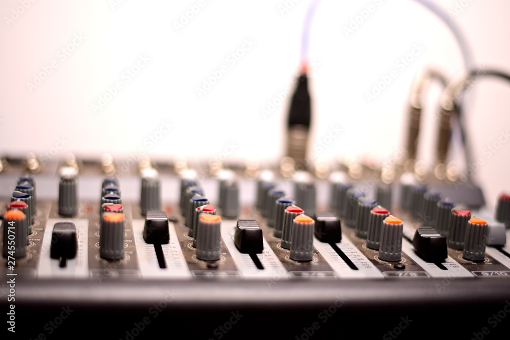 Wall mural close-up of modern digital sound mixer in a sound recording studio