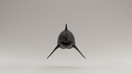 Black Great White Shark Front View 3d illustration 3d render