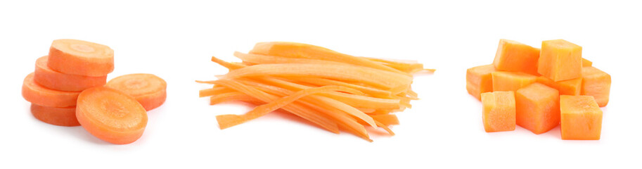 Fresh ripe carrot on white background. Wholesome vegetable