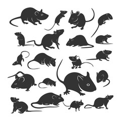 Set of Mouse Design Vector. Silhouette of Mouse. Vector illustration