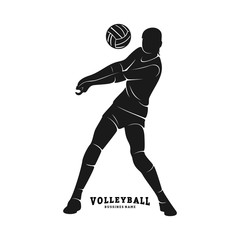 Fototapeta na wymiar Volleyball Player Vector. Silhouette of Volleyball Player. Vector illustration