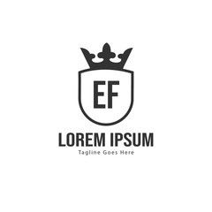Initial EF logo template with modern frame. Minimalist EF letter logo vector illustration