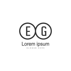 Initial EG logo template with modern frame. Minimalist EG letter logo vector illustration
