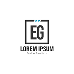 Initial EG logo template with modern frame. Minimalist EG letter logo vector illustration