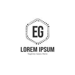 Initial EG logo template with modern frame. Minimalist EG letter logo vector illustration