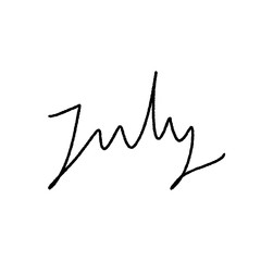 July hand lettering on white background