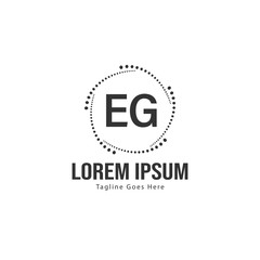 Initial EG logo template with modern frame. Minimalist EG letter logo vector illustration