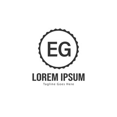 Initial EG logo template with modern frame. Minimalist EG letter logo vector illustration