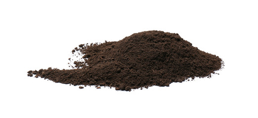 Pile of soil on white background. Fertile ground