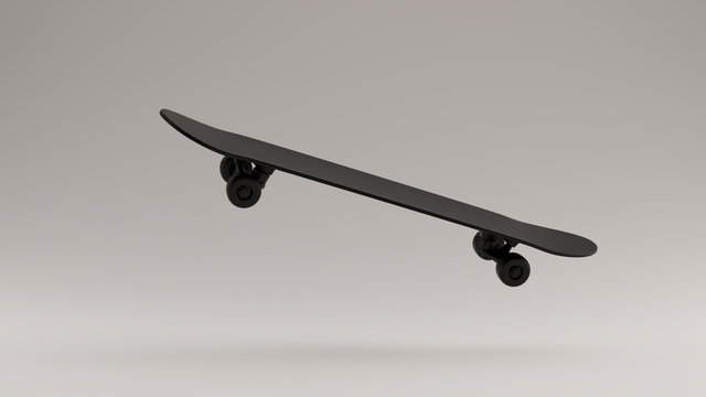 Black Skateboard Flying Through the Air 3d illustration 3d render
