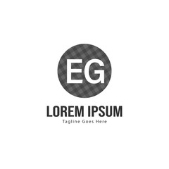 Initial EG logo template with modern frame. Minimalist EG letter logo vector illustration