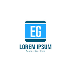 Fototapeta premium Initial EG logo template with modern frame. Minimalist EG letter logo vector illustration