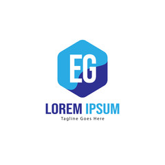 Fototapeta premium Initial EG logo template with modern frame. Minimalist EG letter logo vector illustration