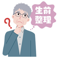 生前整理について悩むおばあちゃんのイラスト Wall Mural 石原 奈津子 生前整理について悩むおばあちゃんのイラスト Wall Mural 石原 奈津子