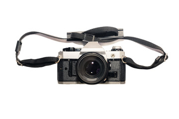 Isolated old vintage film camera  on white background