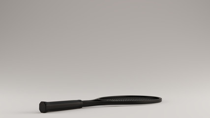 Black Tennis Racket Laying Flat on the Ground