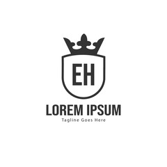 Initial EH logo template with modern frame. Minimalist EH letter logo vector illustration