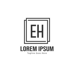 Obraz premium Initial EH logo template with modern frame. Minimalist EH letter logo vector illustration