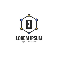 Initial EI logo template with modern frame. Minimalist EI letter logo vector illustration