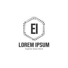 Initial EI logo template with modern frame. Minimalist EI letter logo vector illustration