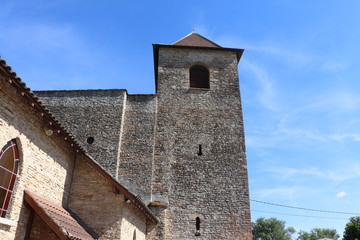 Fototapeta premium Eglise du village de Saint Romain de Jalionas - Département de l'Isère - France - Juin 2019