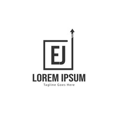 Initial EJ logo template with modern frame. Minimalist EJ letter logo vector illustration
