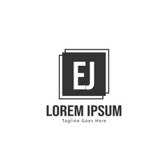 Initial EJ logo template with modern frame. Minimalist EJ letter logo vector illustration