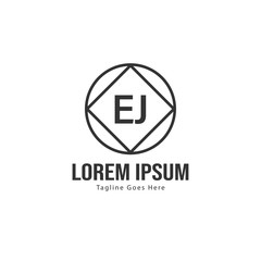 Initial EJ logo template with modern frame. Minimalist EJ letter logo vector illustration