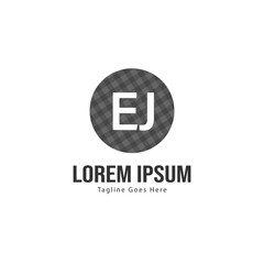 Initial EJ logo template with modern frame. Minimalist EJ letter logo vector illustration