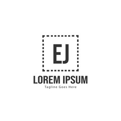 Initial EJ logo template with modern frame. Minimalist EJ letter logo vector illustration
