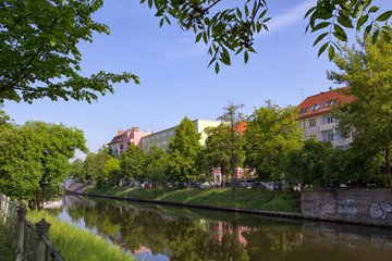 The bank of the Landwehr Canal in Berlin Neukoelln