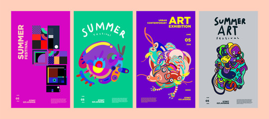 Summer Festival Art and Culture Colorful Illustration Poster. Illustration for Summer, event, website, landing page, promotion, flyer, digital and print.