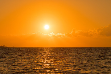Colorful dawn over the sea, Sunset. Beautiful magic sunset over the sea. Beautiful sunset over the ocean. Sunset over water surface.