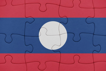 puzzle with the national flag of laos.