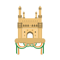 Indian national building with banner and flags