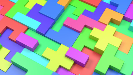 Colorful Blocks Combined, 3D Background