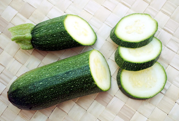 Sliced zucchini green vegetables prepared for cooking
