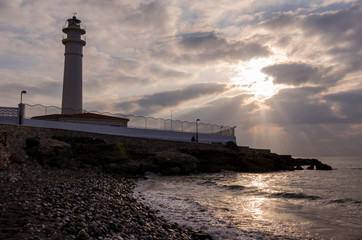 Obraz premium Torrox lighthouse, in the heart of the Costa del Sol (Malaga) Spain