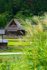 世界文化遺産、秋の相倉合掌造り集落。五箇山　富山　日本。８月下旬。